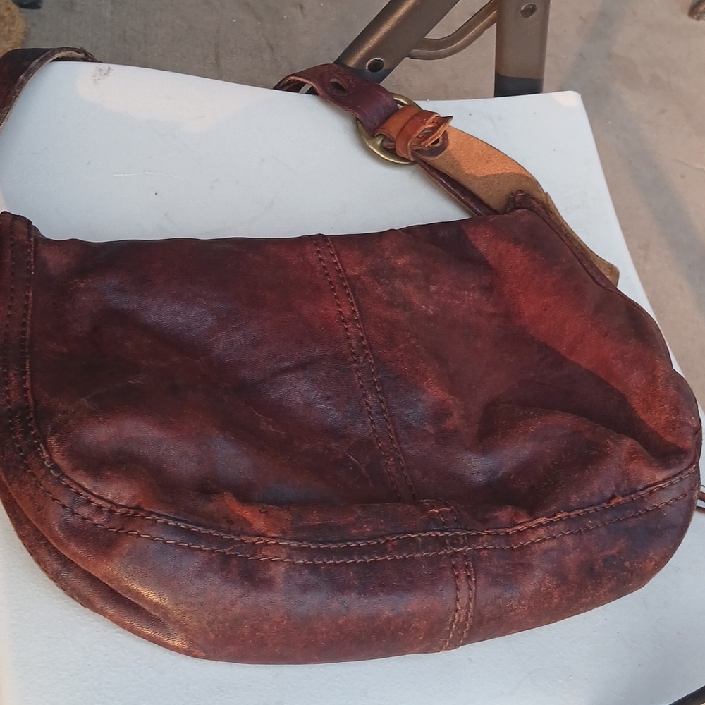 Lucky Brand "Stash" Bag Pre-owned Distressed Chunky Leather - Picture 4 of 16